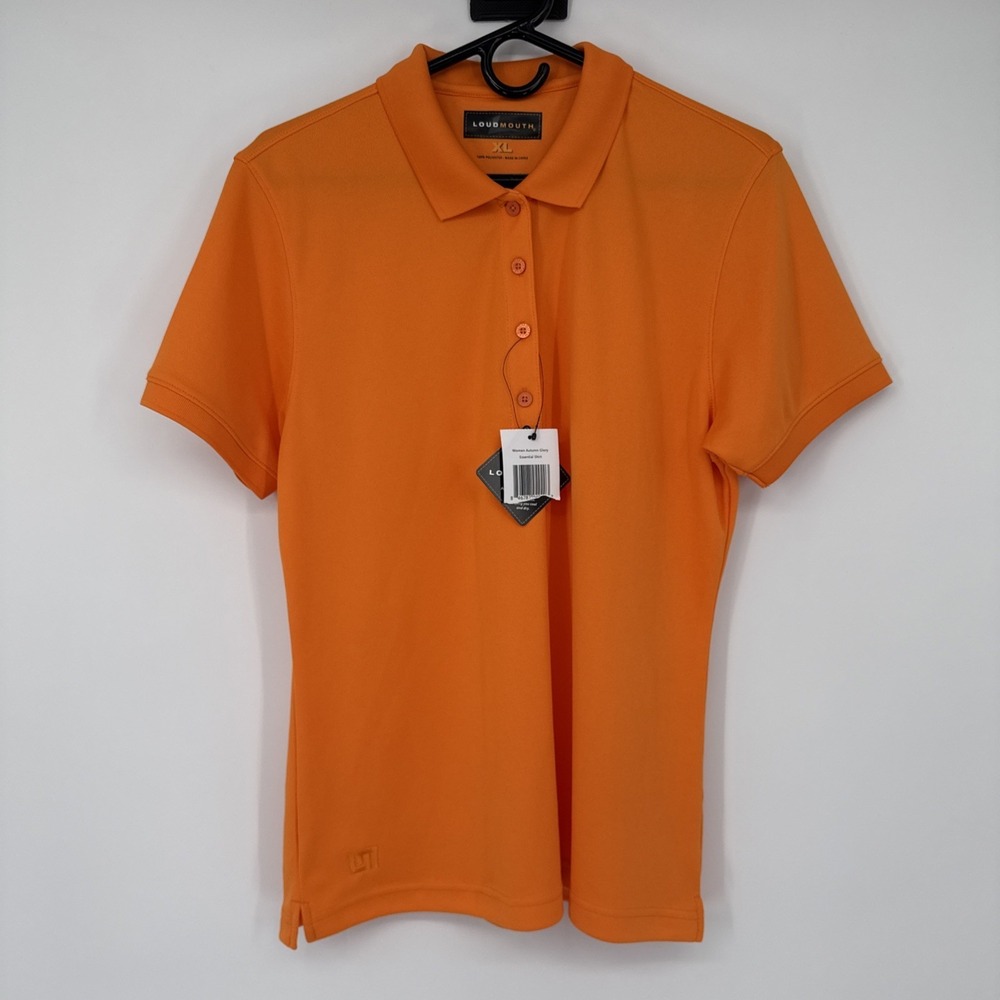 NWT Loudmouth Polo Shirt Womens Large Orange Golf Outdoor Activewear Logo Tennis